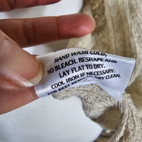 Eileen Fisher Beige Open Front Cardigan L Rayon/Linen Coastal Beachy Neutral - Picture 7 of 9